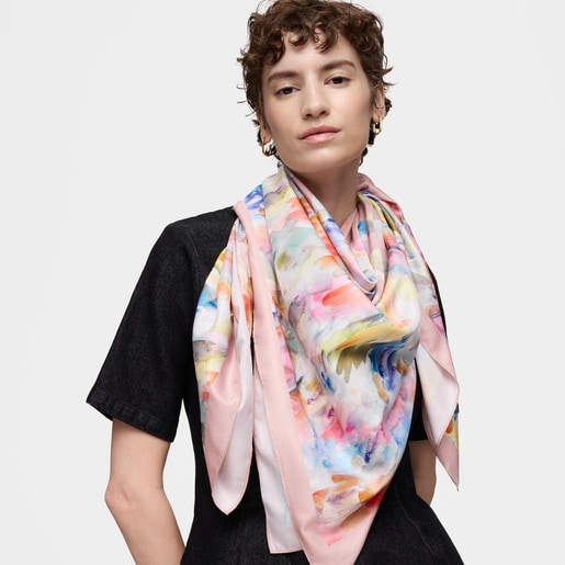 Tous Pañuelo cuadrado rosa oscuro TOUS Summer Watercolor Envío internacional gratuito