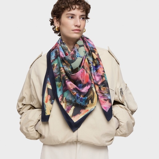 Tous Pañuelo cuadrado azul marino TOUS Summer Watercolor Precios de Black Friday