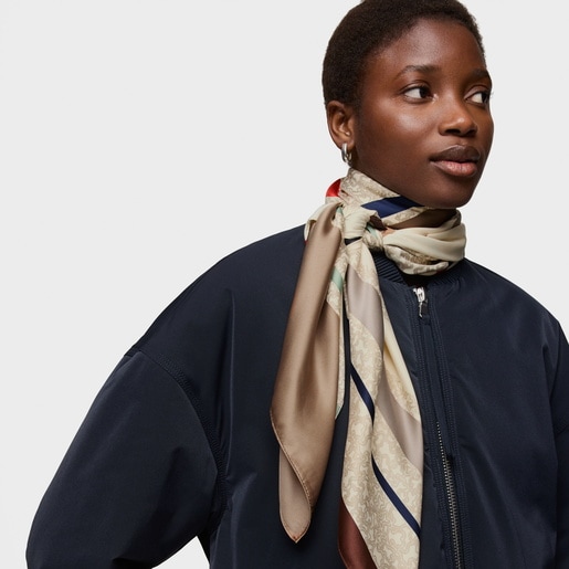 Tous Pañuelo cuadrado beige Kaos Mini Lines Últimos 3 días